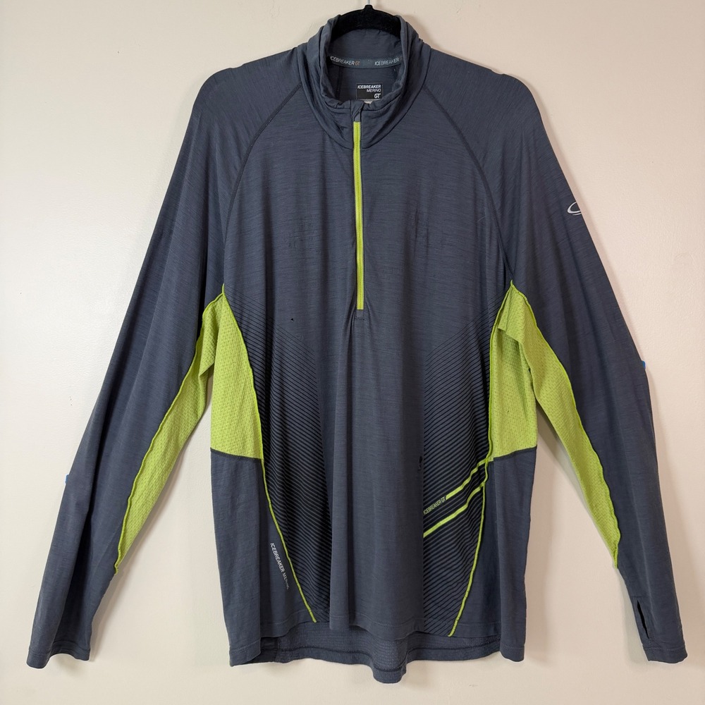 Icebreaker GT Quarter Zip Pullover Merino Wool Performance Active Top w FLAWS